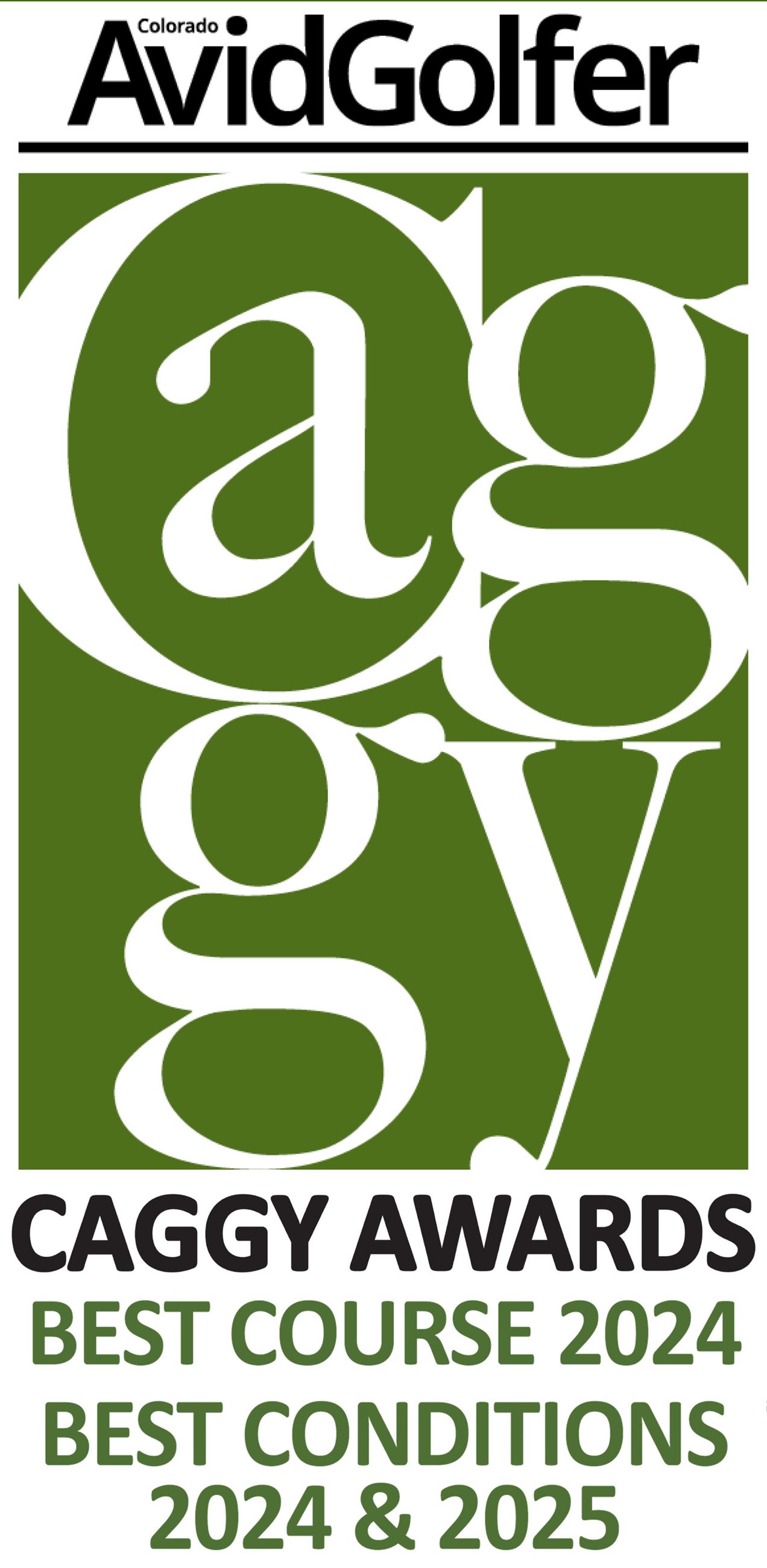 AvidGolfer CAGGY Award Logo; text reads Best Course 2024, Best Conditions 2024 and 2025
